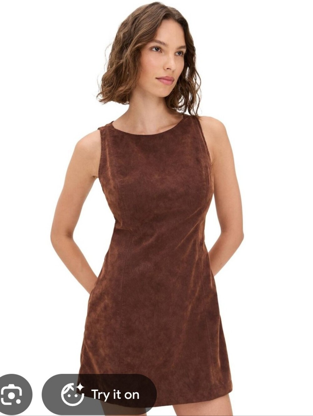 1.STATE NWT Chocolate Brown Cotton  Stretch Mini Dress XS $109 Neutral Minimalis